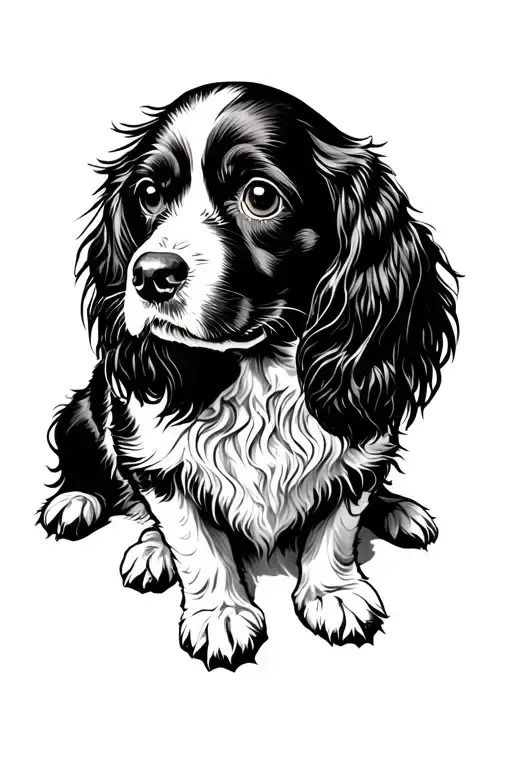 Black And White Spaniel Sat