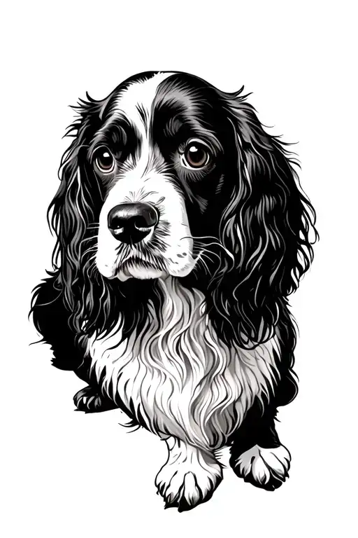 Black And White Spaniel Sat