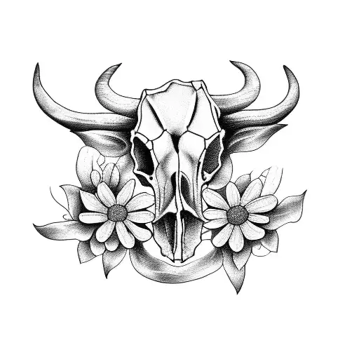 Cow Skull With Bean Flowers