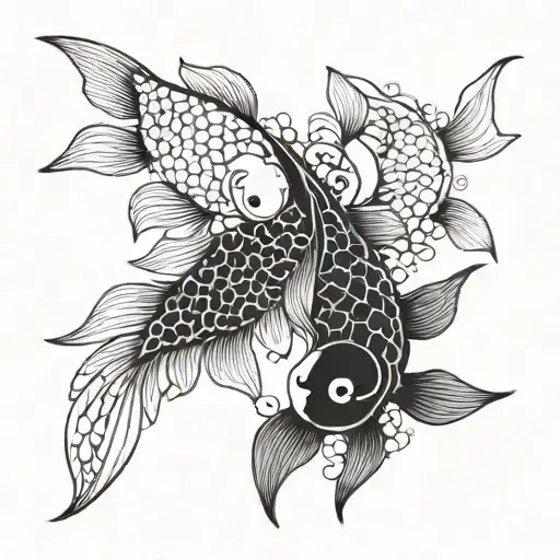 Name Inside Ying Yang Koi Fish