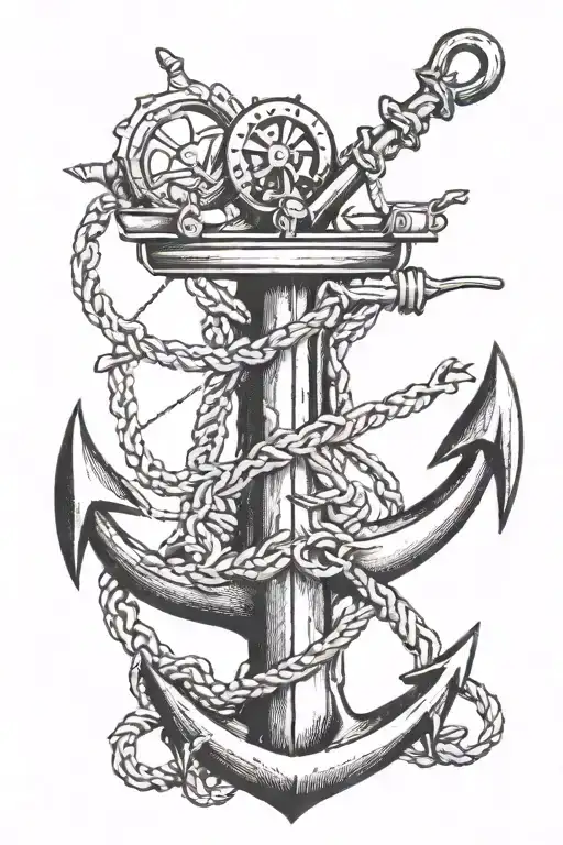 Traditional Anchor And Rudder Sailor