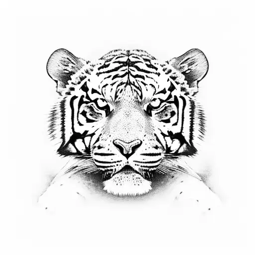 A Wrestling Tiger Cub Under A Full Moon