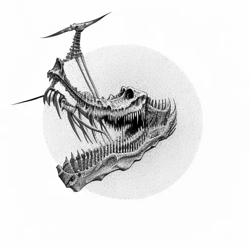 A Spinosaurus Skeleton Emerging From A Black Hole