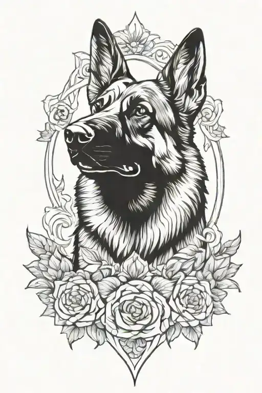 German Shepherd Protecting