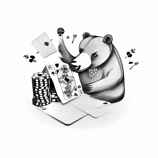 A Bear Playing Poker With A Scorpion As One Of The Cards