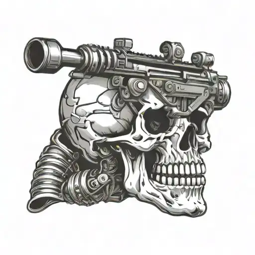 Soldier In The Form Of A Skull With A Machine Gun