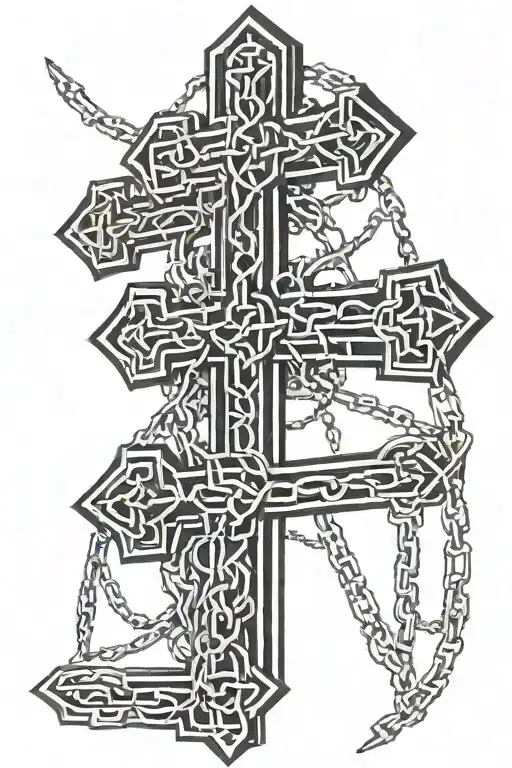 Thin Sharp Lines Crosses And Chains All Black No Color