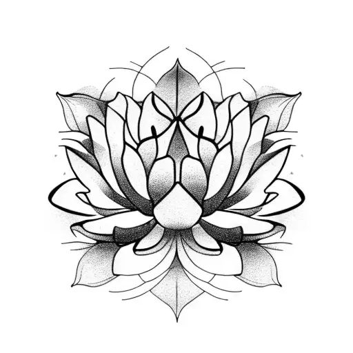 Lotus Flower And Mountains