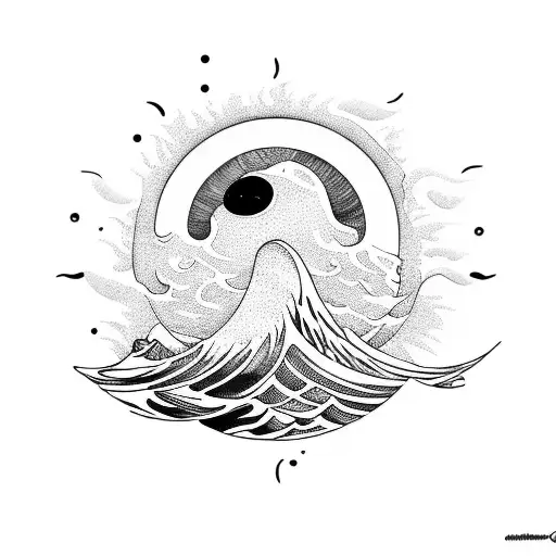 Wave And Ocean With Sun And Surfing