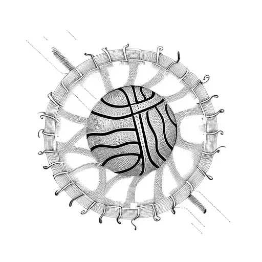 A Basketball Morphing Into A Music Note Surrounded By Plant Vines