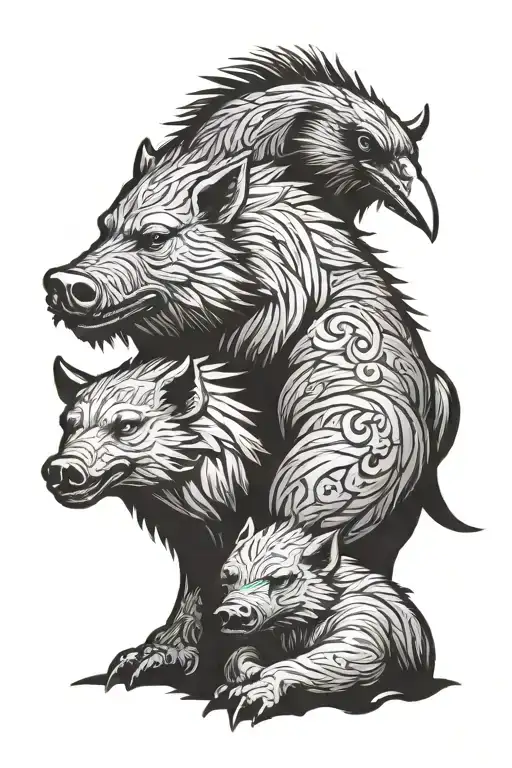 Boar And Raven