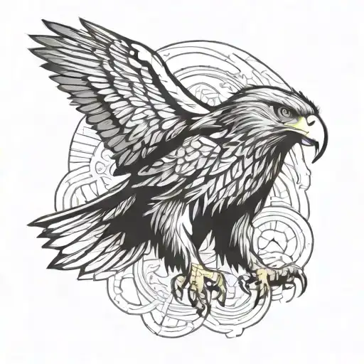 Ukrainian Steppe Eagle With Mcdro Fire Effects Watching