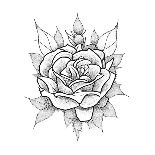 A Minimalist Blackwork Tattoo Of A Rosemary Sprig With Subtle References To Rock Music And Anime