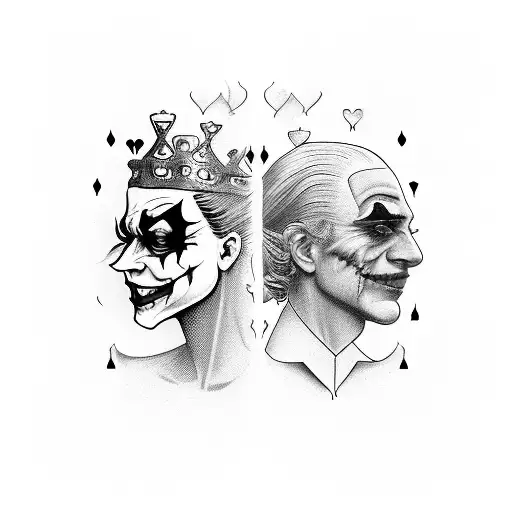 2 Faces Of Joker And Queen Back To Back