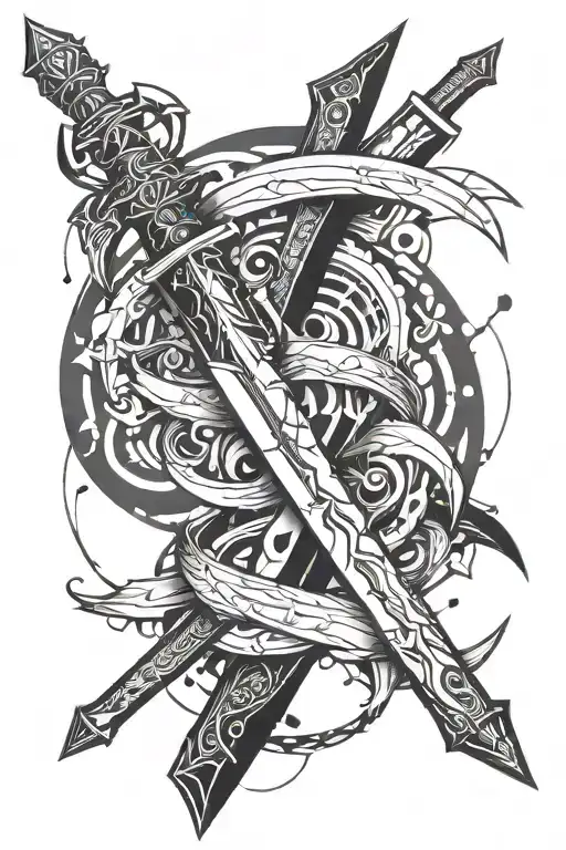 I Want A Sword With Half Geometrical Design Half Mechanical Engineering Design