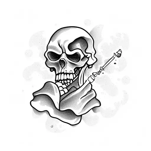 Cartoon Grim Reaper Holding Bottle Of Poison