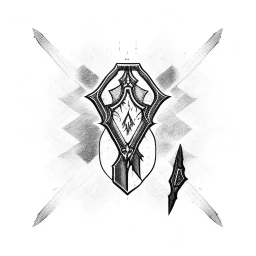 A Master Sword Wrapped In Barbed Wire With A Desert Sunset Backdrop