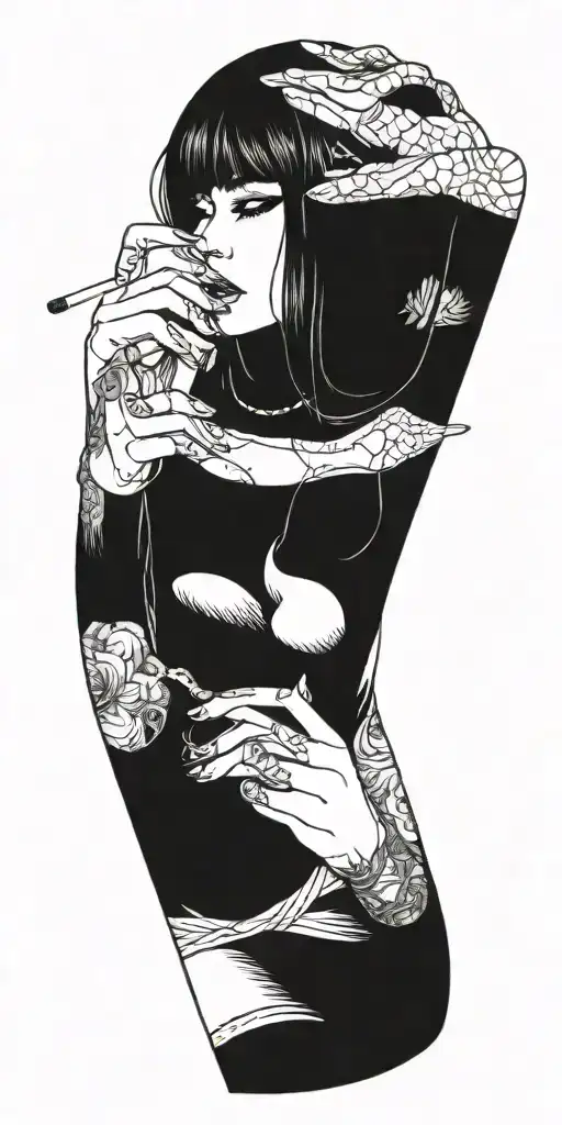 A Girl Holding A Cigarette