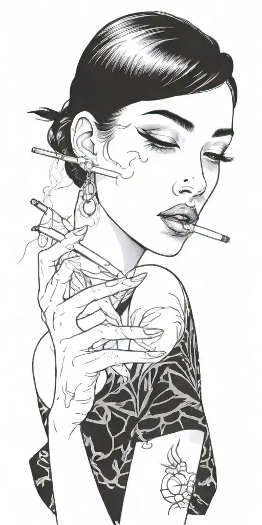 A Woman Smoking A Cigarette