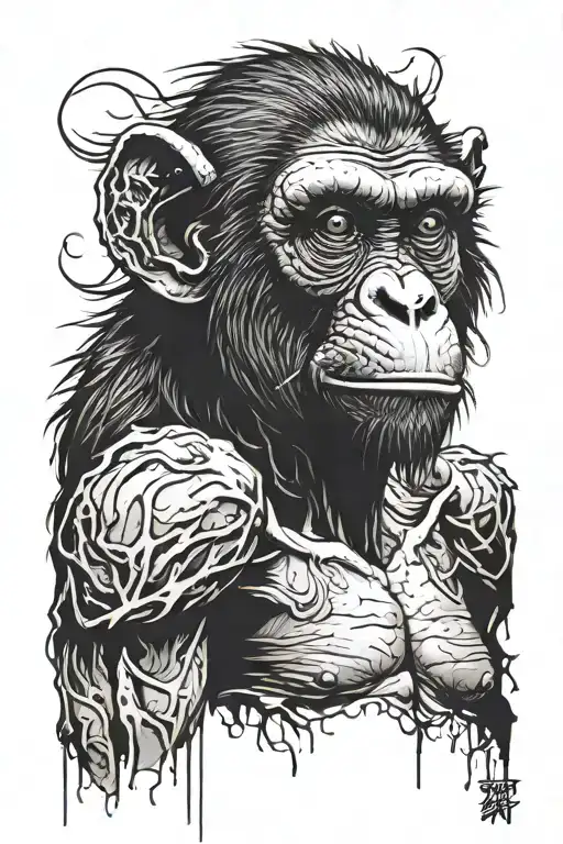 Realistic Half Zombie Monkey Mean Face