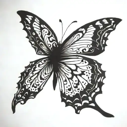 Inverted Negative Space Butterfly Black Neo Noir