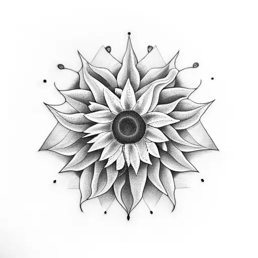 Half Uterus Half Sunflower Black And Gray