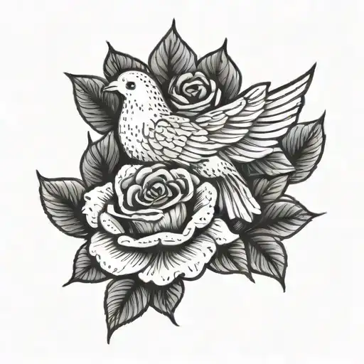 Little Rose With Dove Of Peace