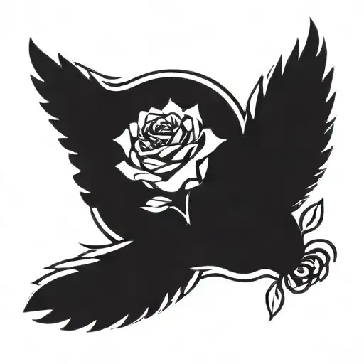 Small Rose With Stem With Dove Of Peace Freedom