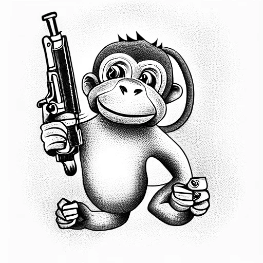 Monkey With Bananna Gun