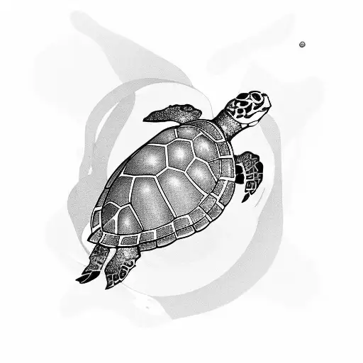 Sea Turtle Swimming Out Of Diamond