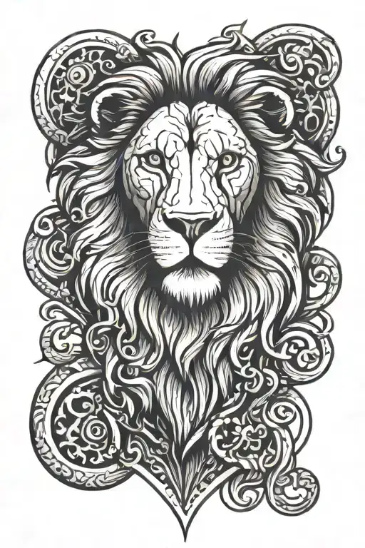 Lion With Mane In A Heart Shaped Lock