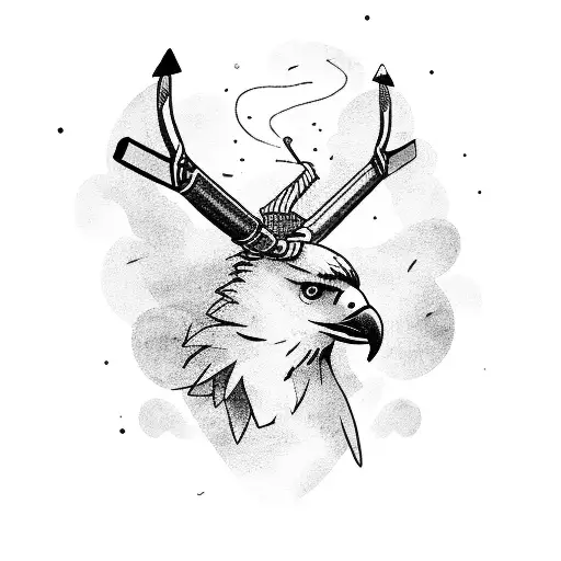 A Sagittarius Archer Playing A Guitar With An Eagle Perched On Their Shoulder