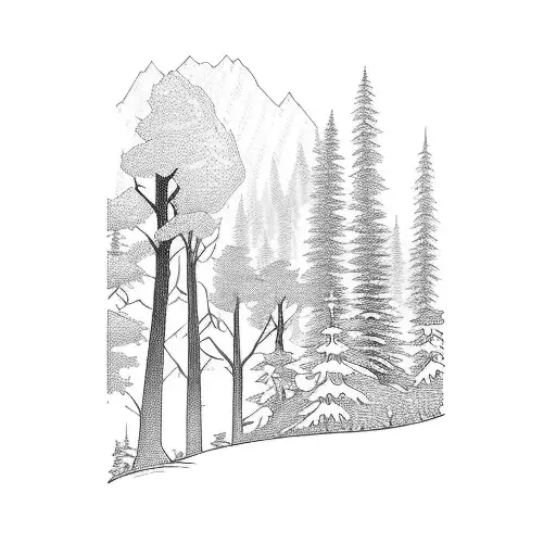 A Mountain Biking Trail Winding Through A Forest With A Silhouette Of A Family Enjoying The Ride