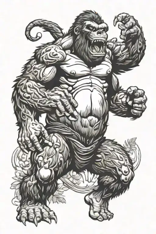 King Kong With Skull On Mouth Wide Open