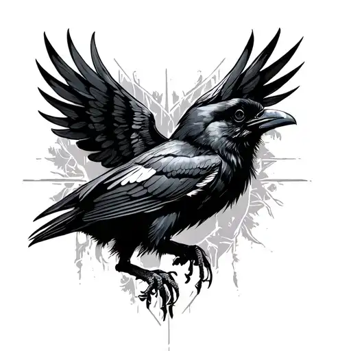 Crow With The Wings Wide Open