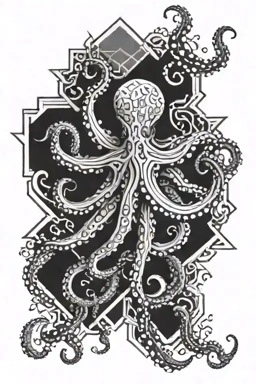Octopus And Geometry Tattoo Design Asia Inspired