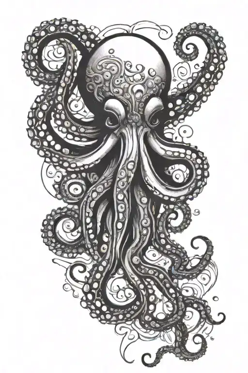 A Blackwork Tattoo Of A Mystical Octopus Inspired By Drawings And Animals And Mandala