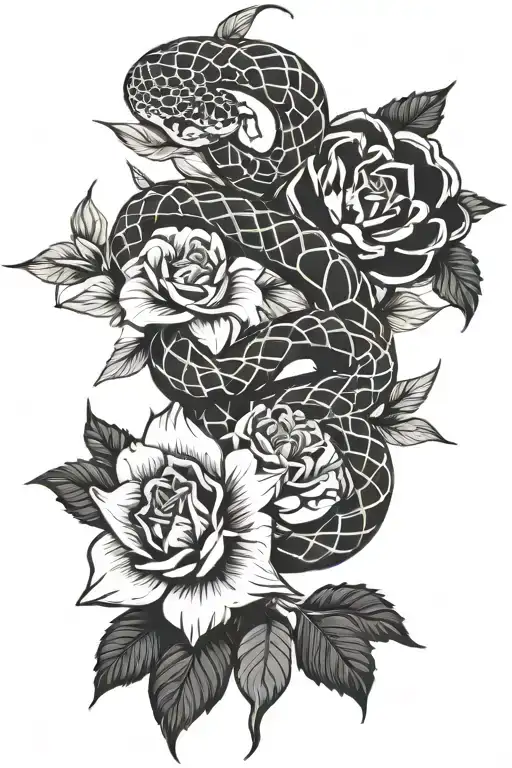 Flowers With Snake Intertwined