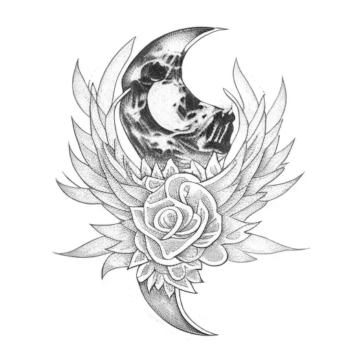 Wings Flowers Moon Star Leaves