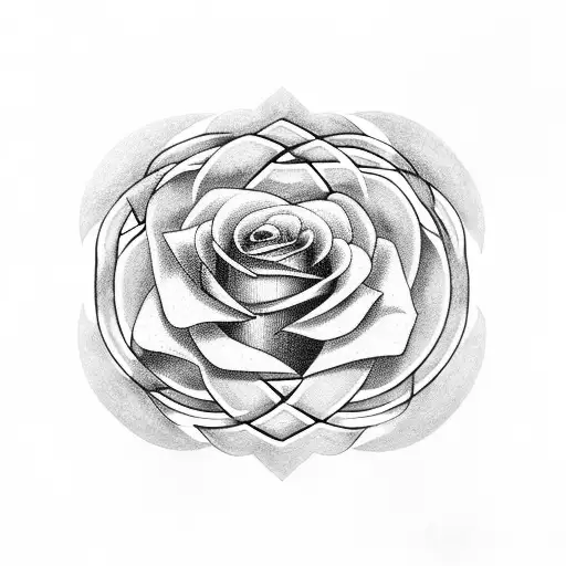 Rose In An Apothicary Jar Inside A Celtic Knot