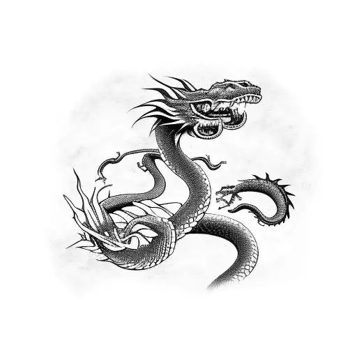 A Fierce Dragon Battling A Snake In A Manga-inspired Style