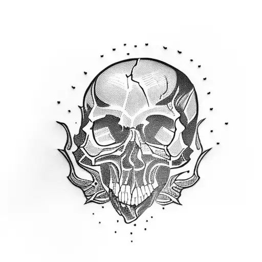 Linocut Inkwork Skull