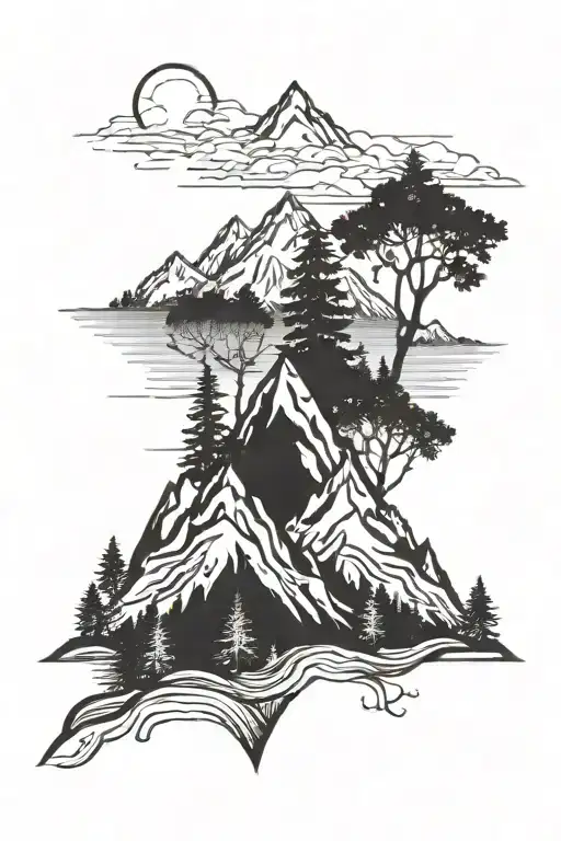 Mountain And Trees With Fade Effect
