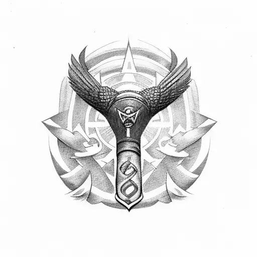 Thors Hammer With Two Raven