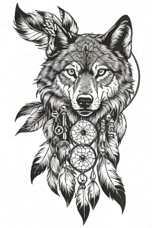 Wolf With Dreamcatcher