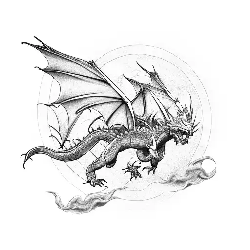 Two Dragon Flying Up