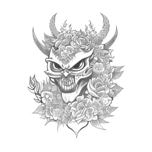 A Demon Apprentice Surrounded By A Garden Of Flowers