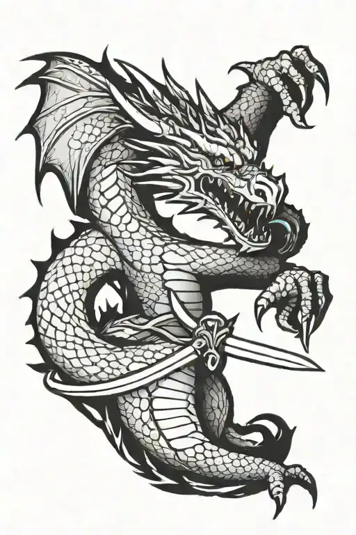 Dragon Holding Sword