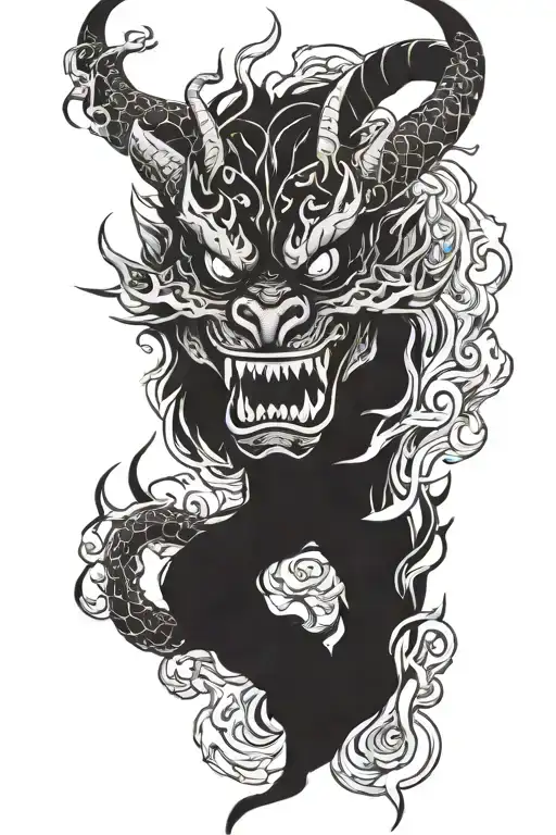 Oni Mask Dragon Breathing Fire