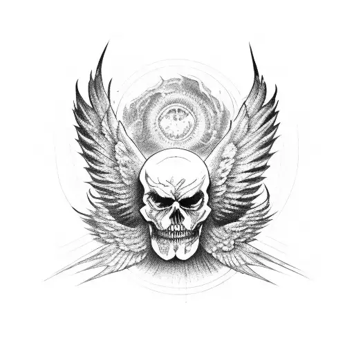 Evil Warangel With Wide Spreaded Wings